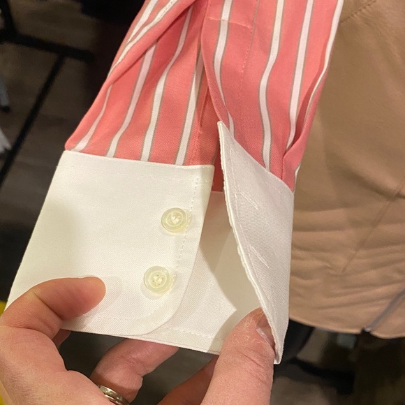 Stylish Pink and White Striped Women’s Dress Shirt - Picture 3 of 8